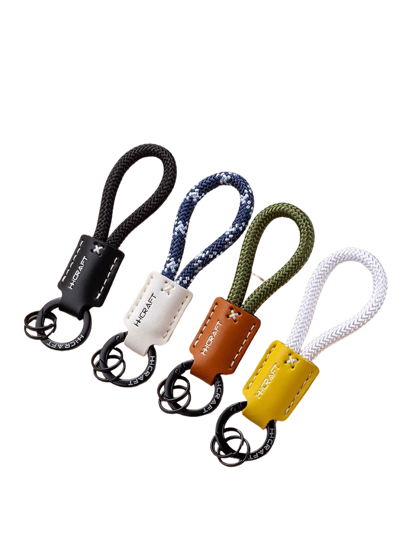 stylish Braided Faux Leather Keychain